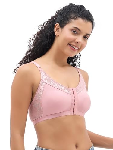 Clovia Women’s Pink Cotton Solid Full-Figure Bra – Non-Padded, Wire-Free, Full-Cup Support